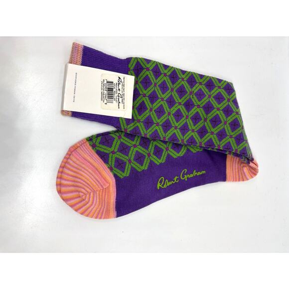 NWT Made in PERU Robert Graham Socks Pima Cotton Blend Violet Kade Regular - Picture 1 of 3